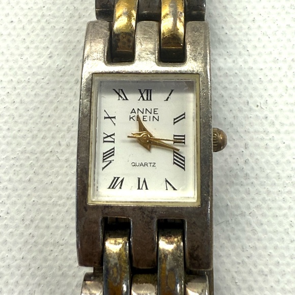 Anne Klein Gold Tone and Silver Tone WATCH with Roman Numerals. Art Deco Style. - Picture 3 of 6
